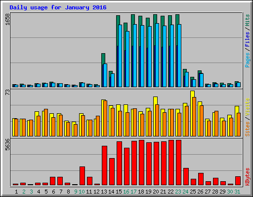 Daily usage for January 2016