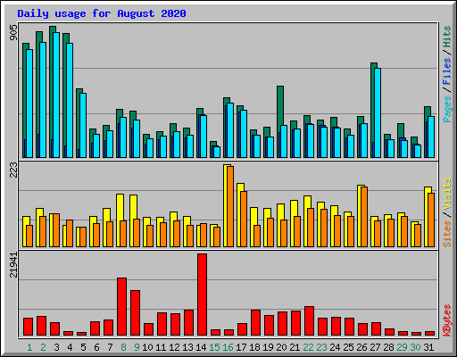 Daily usage for August 2020