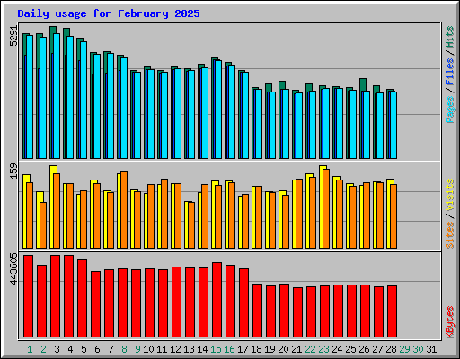Daily usage for February 2025