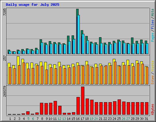 Daily usage for July 2025