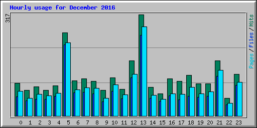 Hourly usage for December 2016