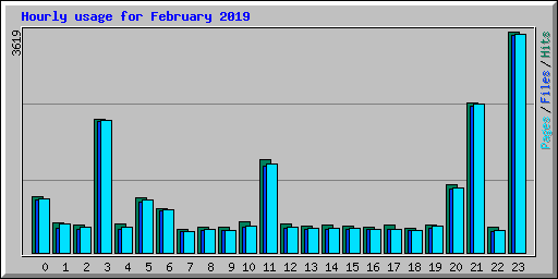 Hourly usage for February 2019